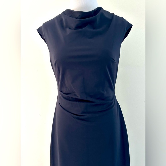 IVY & BLU - MAGGY BOUTIQUE || Navy Blue Drape Neck Dress. Sz. 4 - Picture 2 of 11